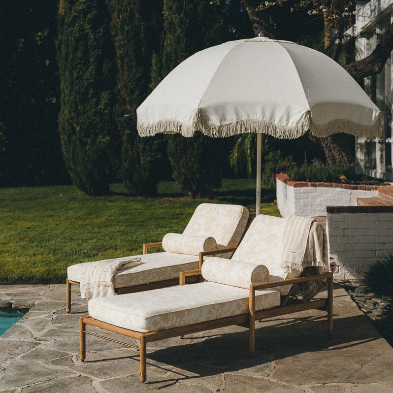 The WES Sun Lounger Kit - Teakwood Gold & Hanalei Bay Natural Jacquard Wes Sun Lounger Kit Business & Pleasure Co. 