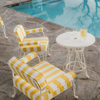 The Waterhouse Dining Chair in Crew Mimosa Yellow Stripe | Antique White Frame Waterhouse Dining Chair Kit Business & Pleasure Co. 