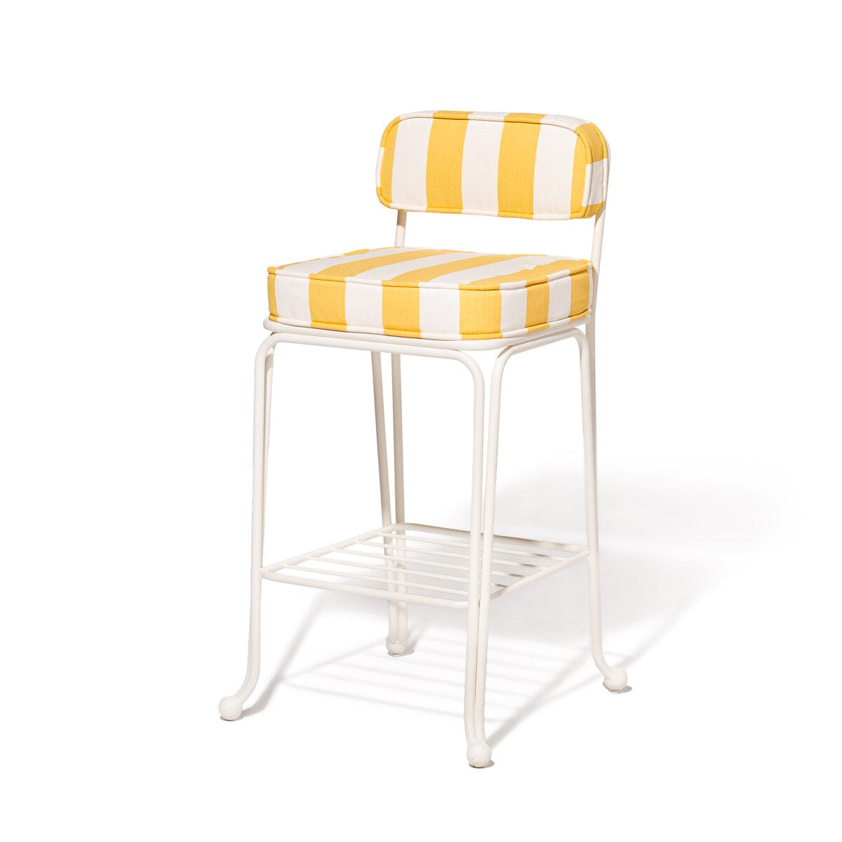 Product image of The Waterhouse Bistro Stool & Cushion Waterhouse Bistro Stool Kit Business & Pleasure Co. Crew Mimosa Yellow Stripe Antique White 