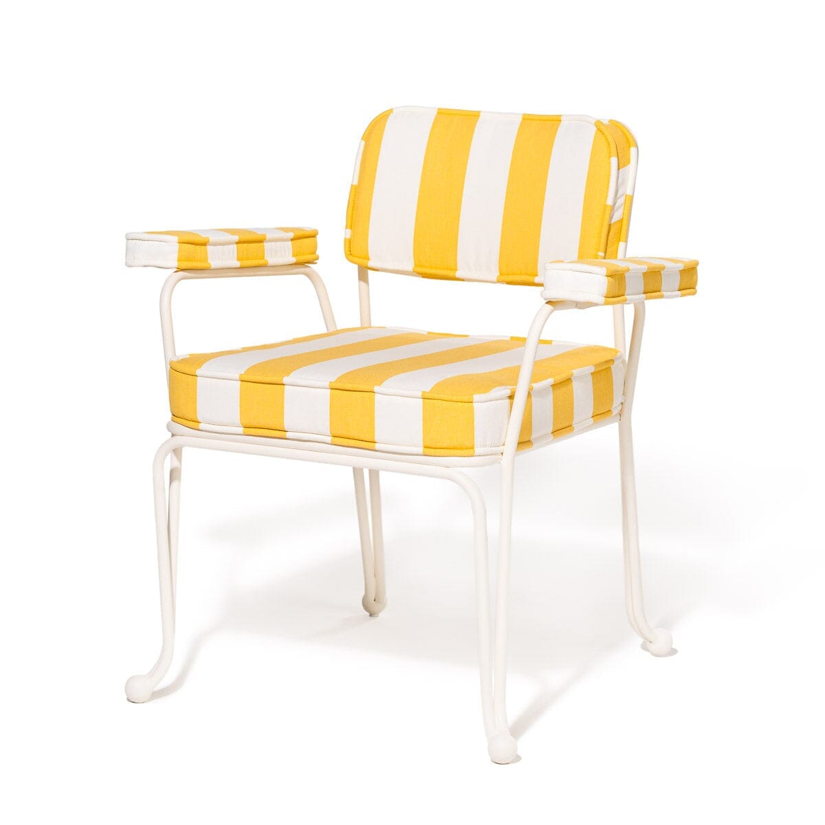 The Waterhouse Dining Chair in Crew Mimosa Yellow Stripe | Antique White Frame Waterhouse Dining Chair Kit Business & Pleasure Co. 