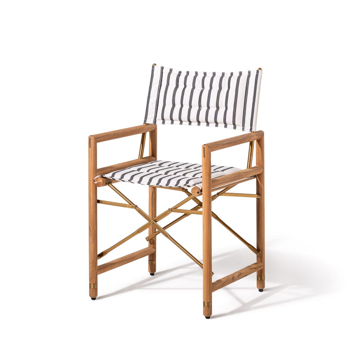 The WES Directors Chair in Monaco Black Stripes | Teakwood Gold