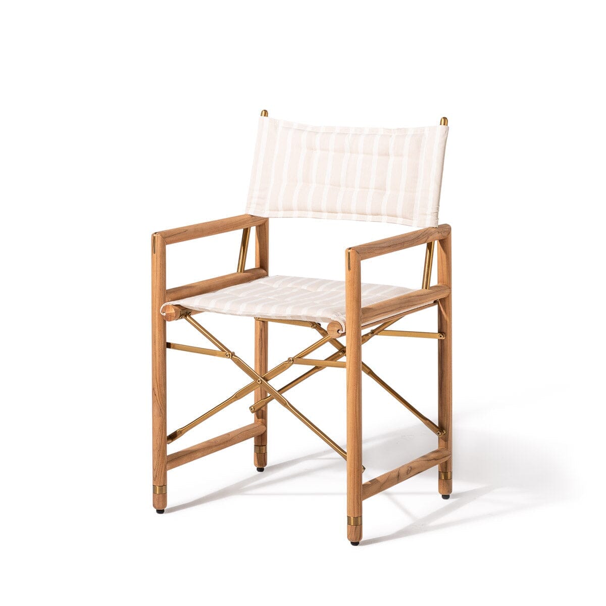 Product image of The WES Directors Chair in Monaco Natural Stripe | Teakwood Gold