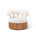 Daisy Accent Swivel Chair in Boucle Antique White | Teakwood Daisy Accent Chair Kit Business & Pleasure Co. 