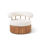 Daisy Accent Swivel Chair in Boucle Antique White | Teakwood Daisy Accent Chair Kit Business & Pleasure Co. 