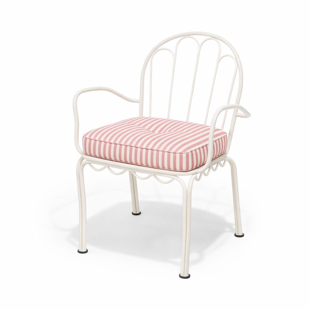 Product image of Al Fresco Dining Chair in Lauren's Pink Stripe | Antique White Frame