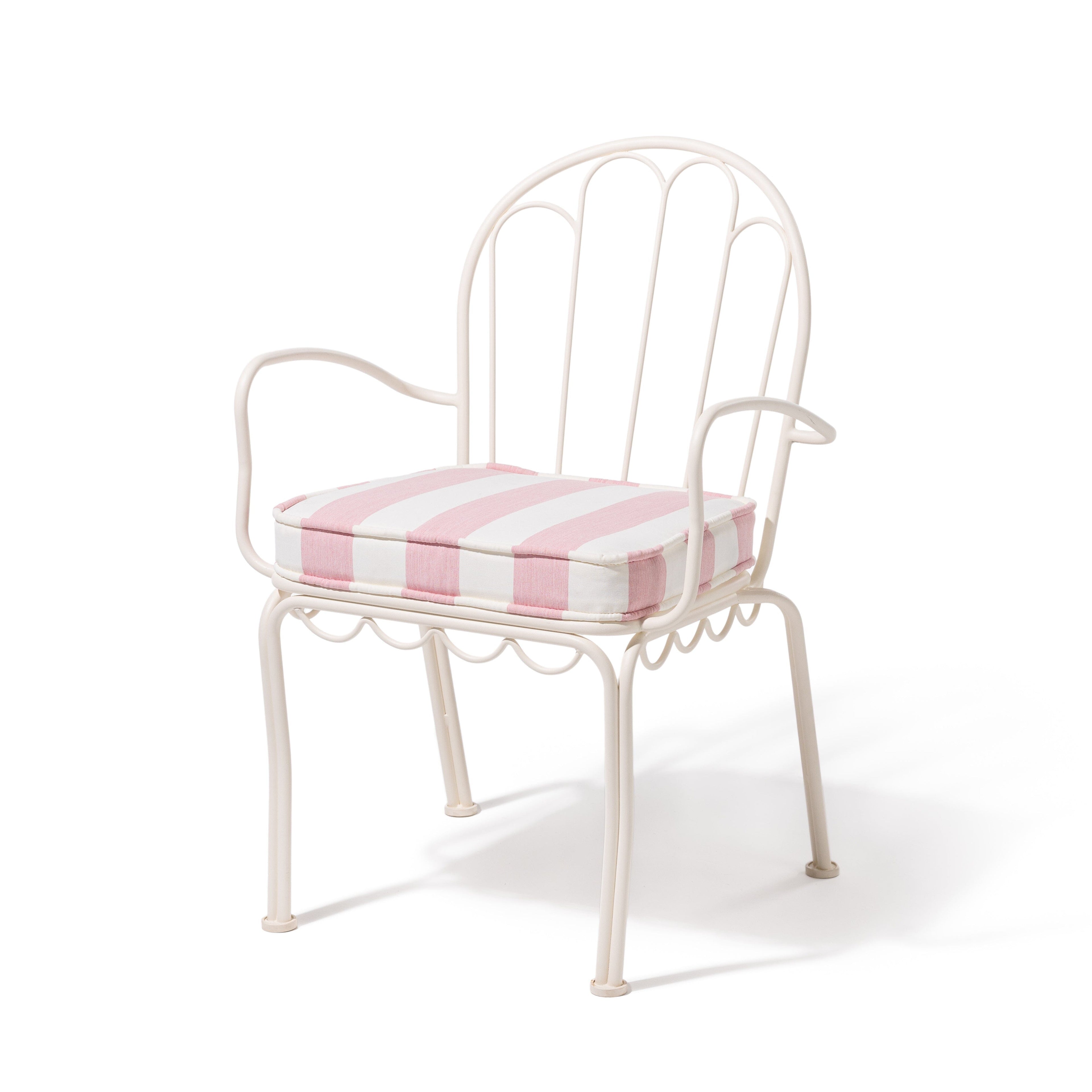 Al Fresco Dining Chair & Cushion Business & Pleasure Co. Crew Pink Stripe Antique White 