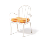 The Al Fresco Dining Chair & Cushion Business & Pleasure Co. Bistro Papaya Stripe Antique White 