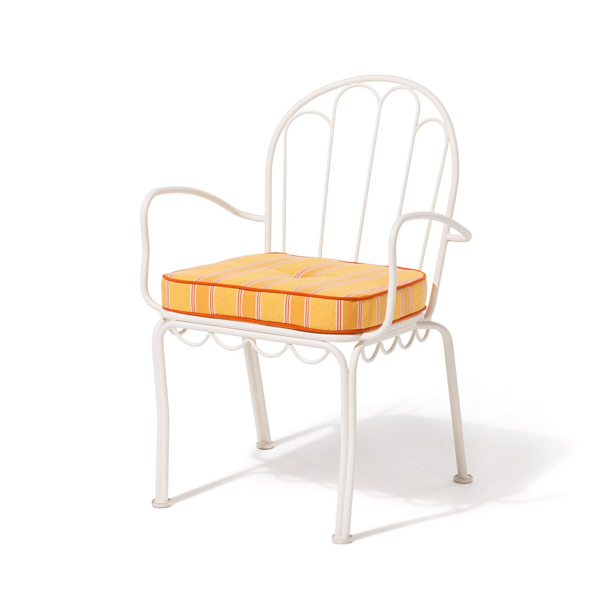 The Al Fresco Dining Chair & Cushion Business & Pleasure Co. Bistro Papaya Stripe Antique White 