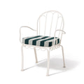 The Al Fresco Dining Chair & Cushion Business & Pleasure Co. Terry Green Stripe Antique White 