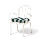 The Al Fresco Dining Chair & Cushion Business & Pleasure Co. Terry Green Stripe Antique White 