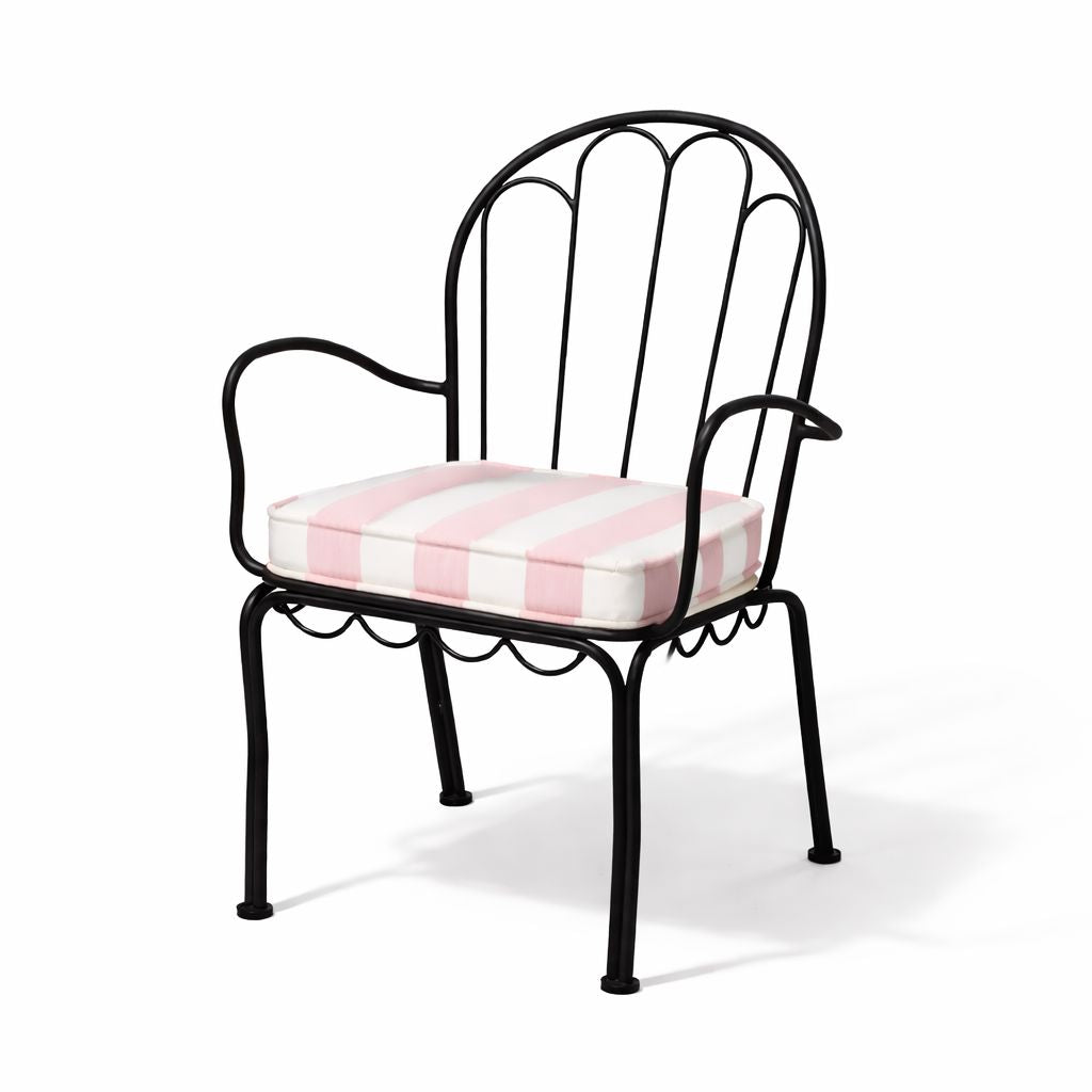 Al Fresco Dining Chair in Crew Pink Stripe | Vintage Black Frame Al Fresco Dining Chair Kit Business & Pleasure Co. 