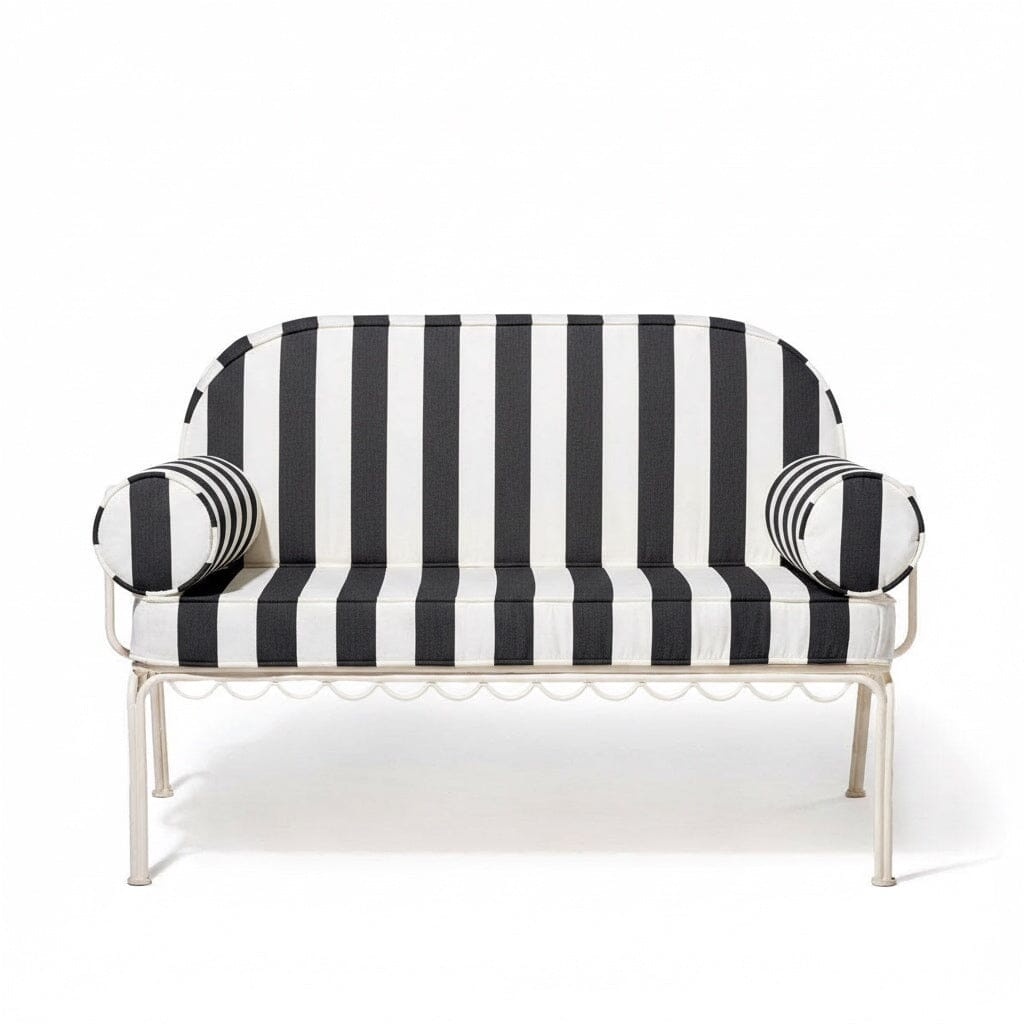 Al Fresco Love Seat Business & Pleasure Co. Crew Vintage Black Stripe Antique White 