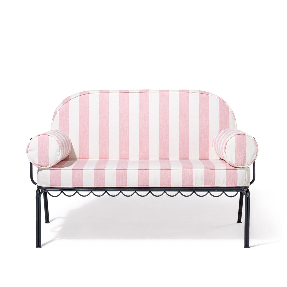Product image of Al Fresco Love Seat Kit in Crew Pink Stripe | Vintage Black Frame Al Fresco Love Seat Kit Business & Pleasure Co. 