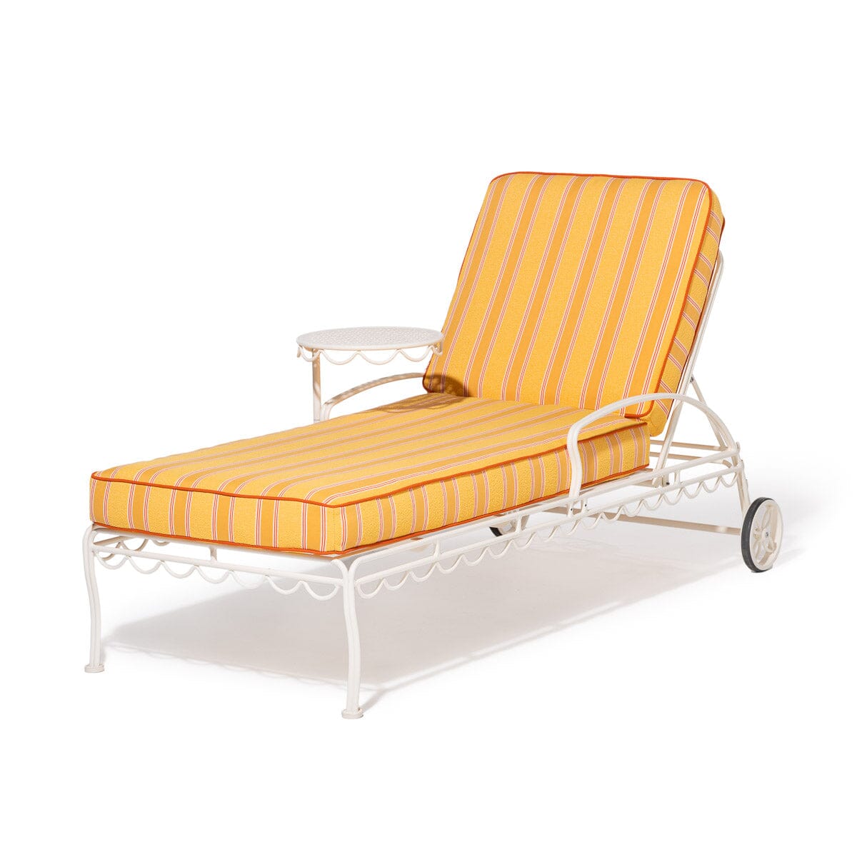 Al Fresco Sun Lounger Bistro Papaya Stripe | Antique White Frame Al Fresco Sun Lounger Kit Business & Pleasure Co. 