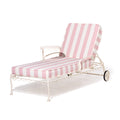The Al Fresco Sun Lounger in Crew Pink Stripe | Antique White Frame