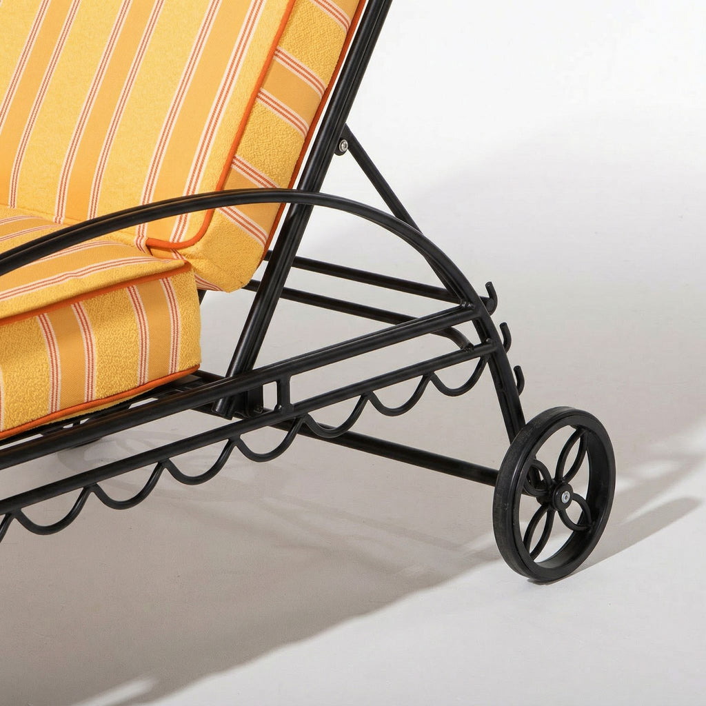 Al Fresco Sun Lounger in Bistro Papaya Stripe | Vintage Black Frame Al Fresco Sun Lounger Kit Business & Pleasure Co. 
