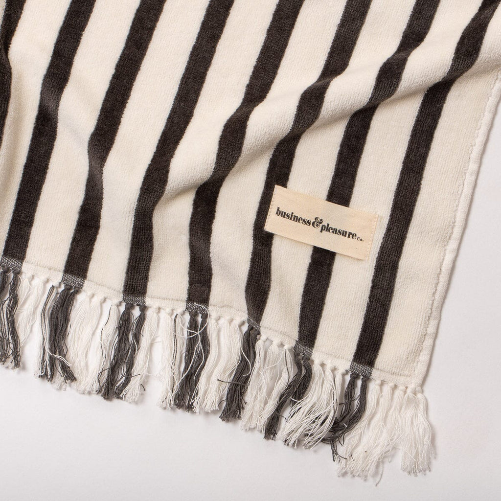 The Beach Blanket - Monaco Black Stripe Beach Blanket Business & Pleasure Co. 