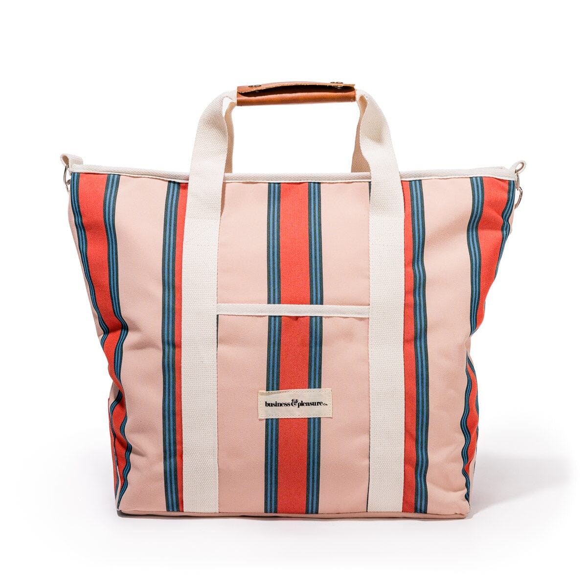 The Cooler Tote Bag - Bistro Dusty Pink Stripe Cooler Tote Business & Pleasure Co 