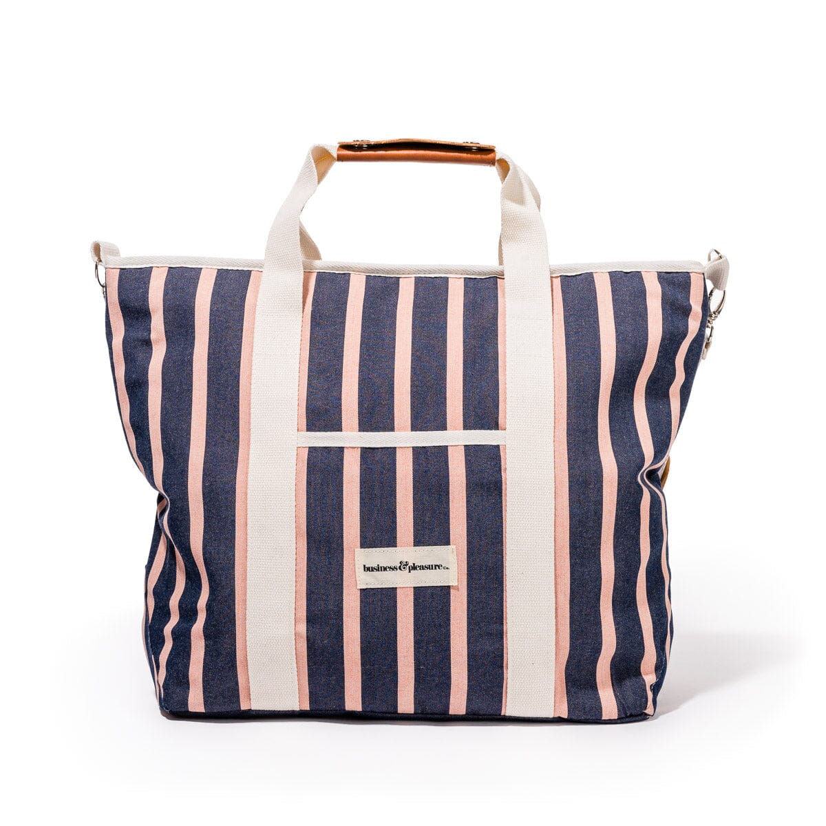 The Cooler Tote Bag - Monaco Navy And Pink Stripe Cooler Tote Business & Pleasure Co 