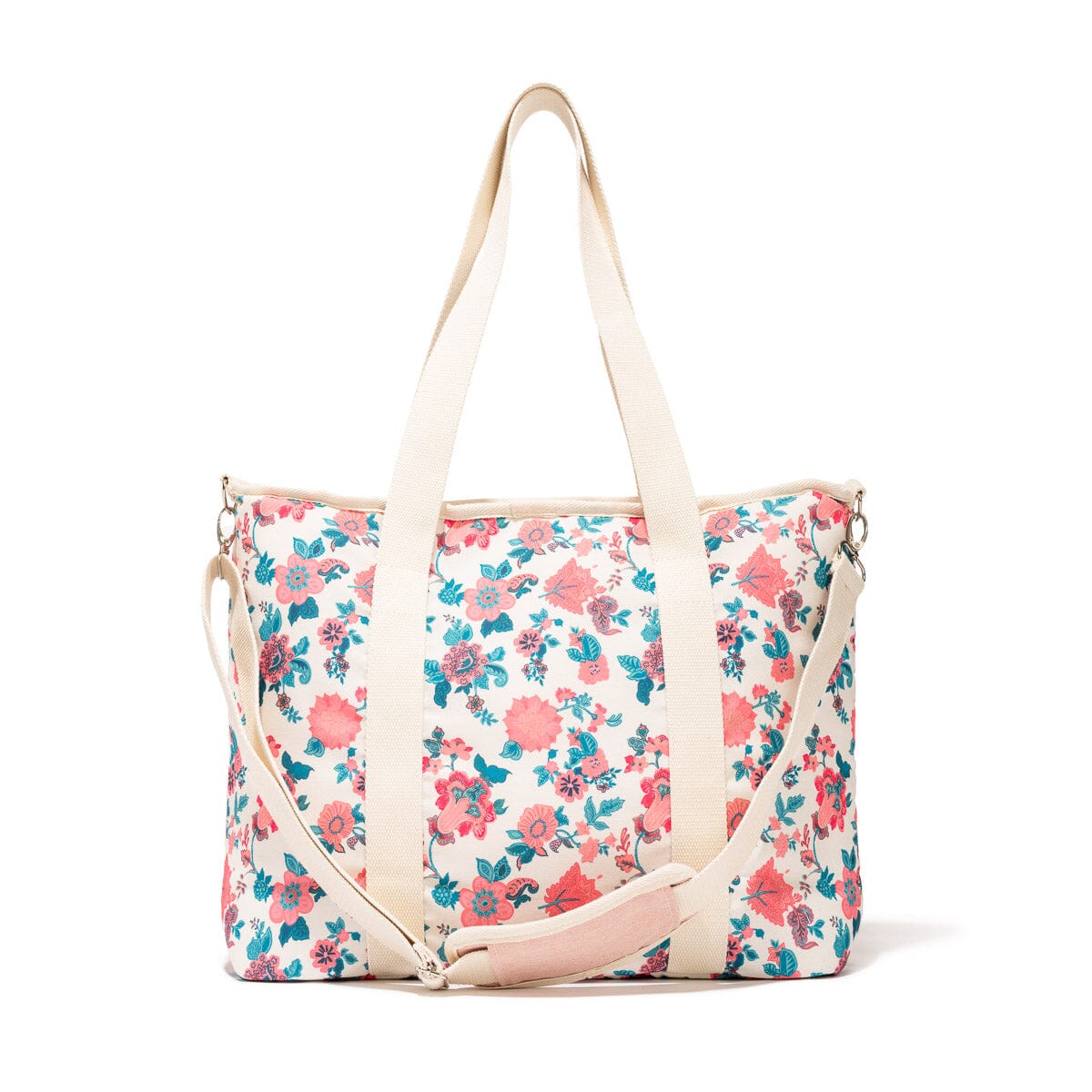 The Cooler Tote Bag - Paisley Bay Palm Pink Cooler Tote Business & Pleasure Co. 