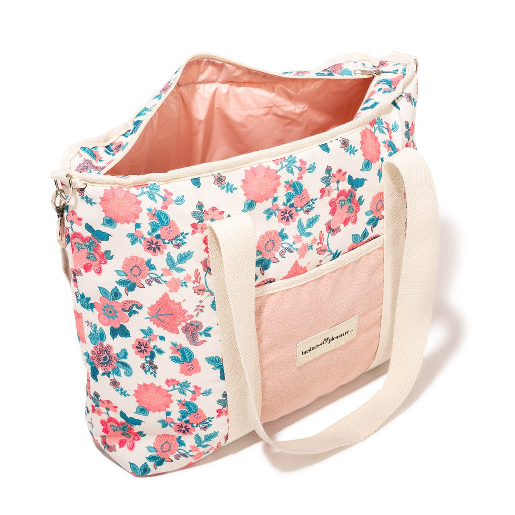 The Cooler Tote Bag - Paisley Bay Palm Pink Cooler Tote Business & Pleasure Co. 
