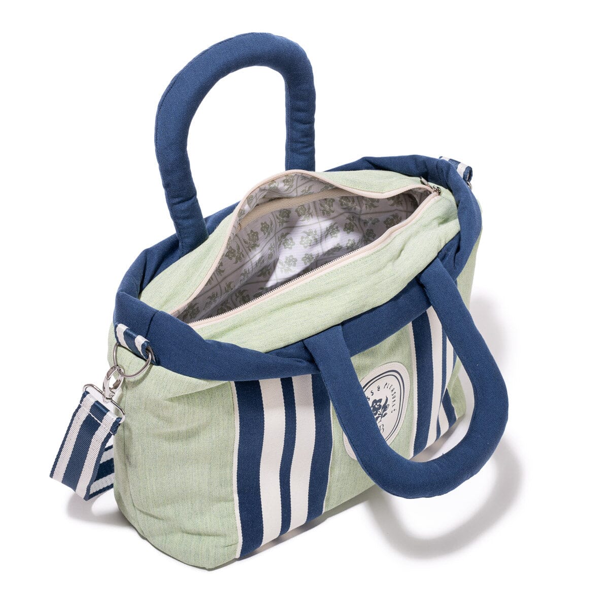 The Cloud Cooler Tote Bag x Julia Berolzheimer in Green Stripes B&P Co. x Julia Berolzheimer 