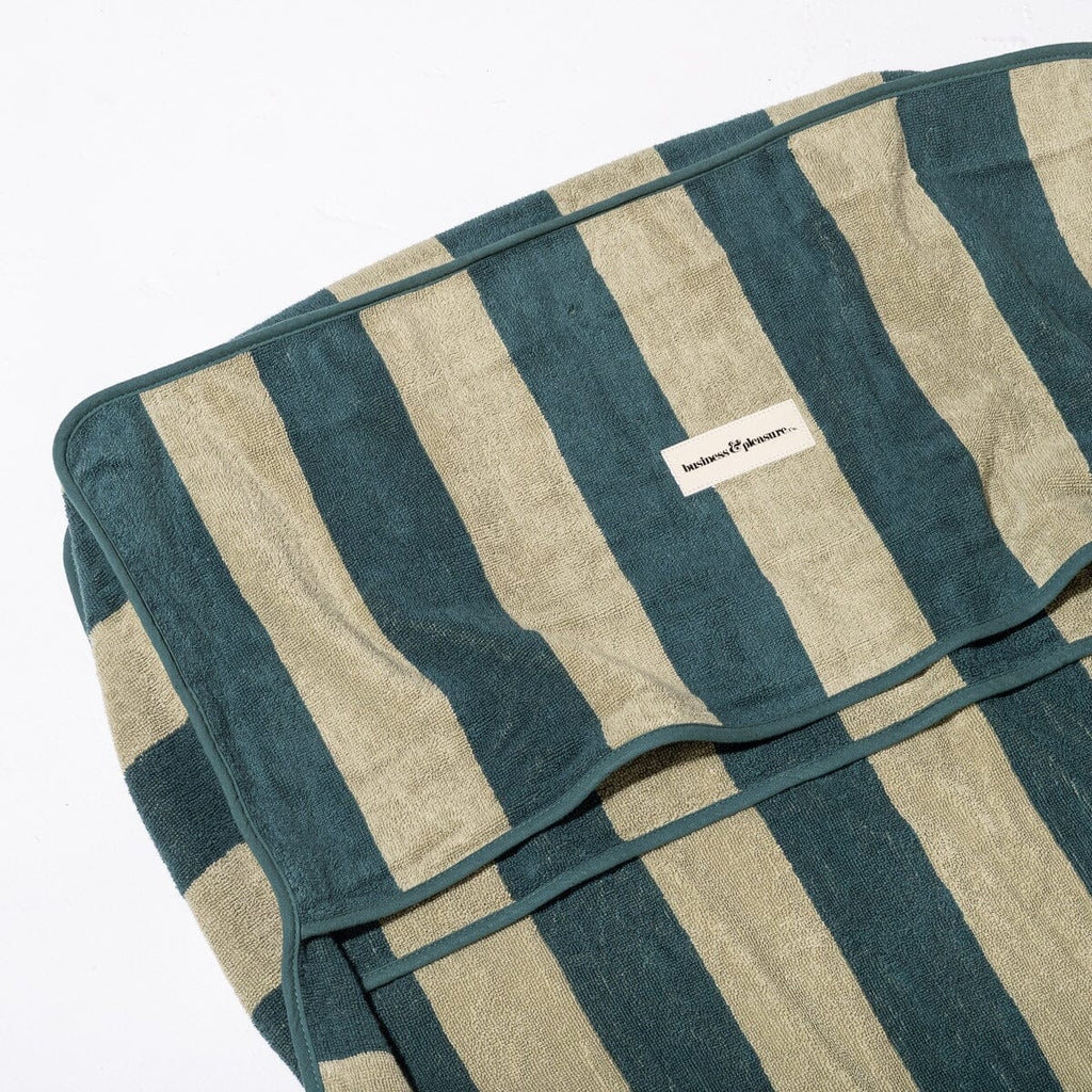 The Lounger Towel - Terry Green Stripe Lounger Towel Business & Pleasure Co. 