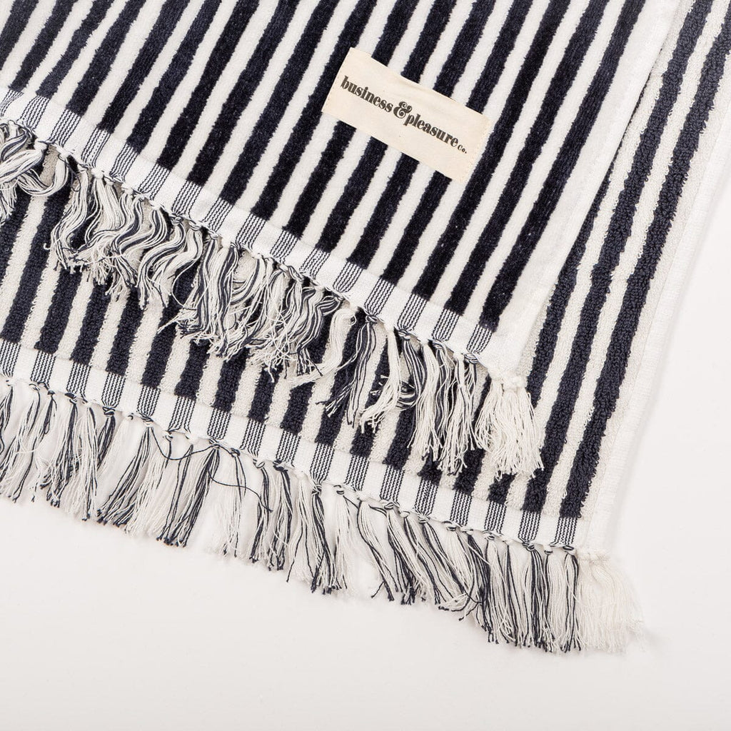 The Beach Towel - Lauren's Navy Stripe Beach Towel Business & Pleasure Co 