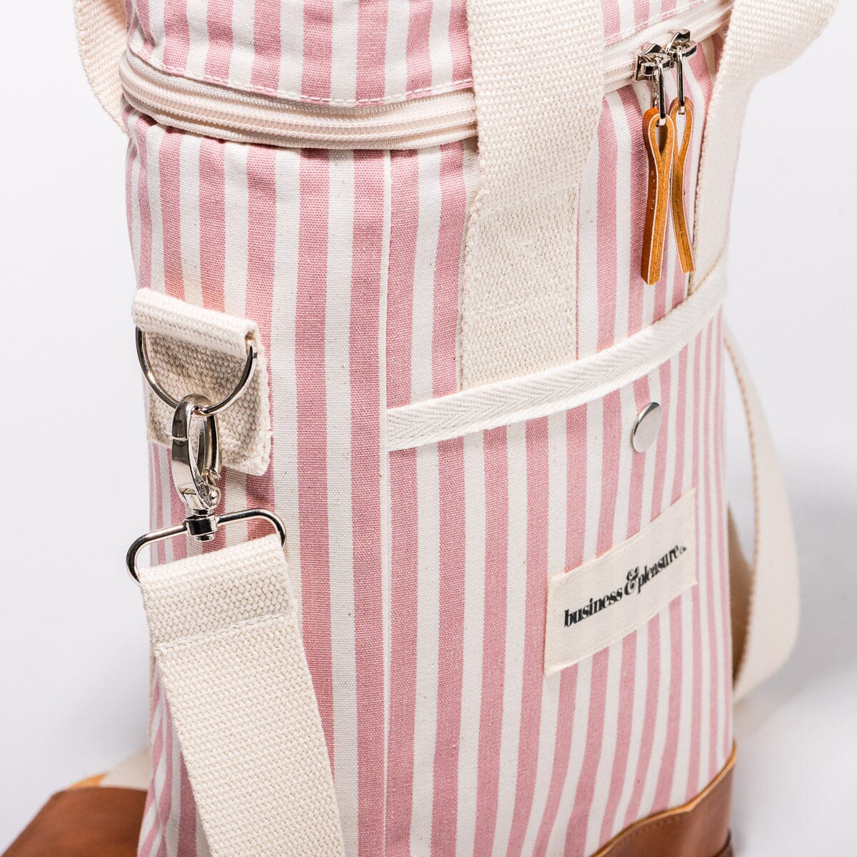 The Wine Cooler Tote Bag - Laurens Pink Stripe Wine Cooler Tote Bag Business & Pleasure Co 