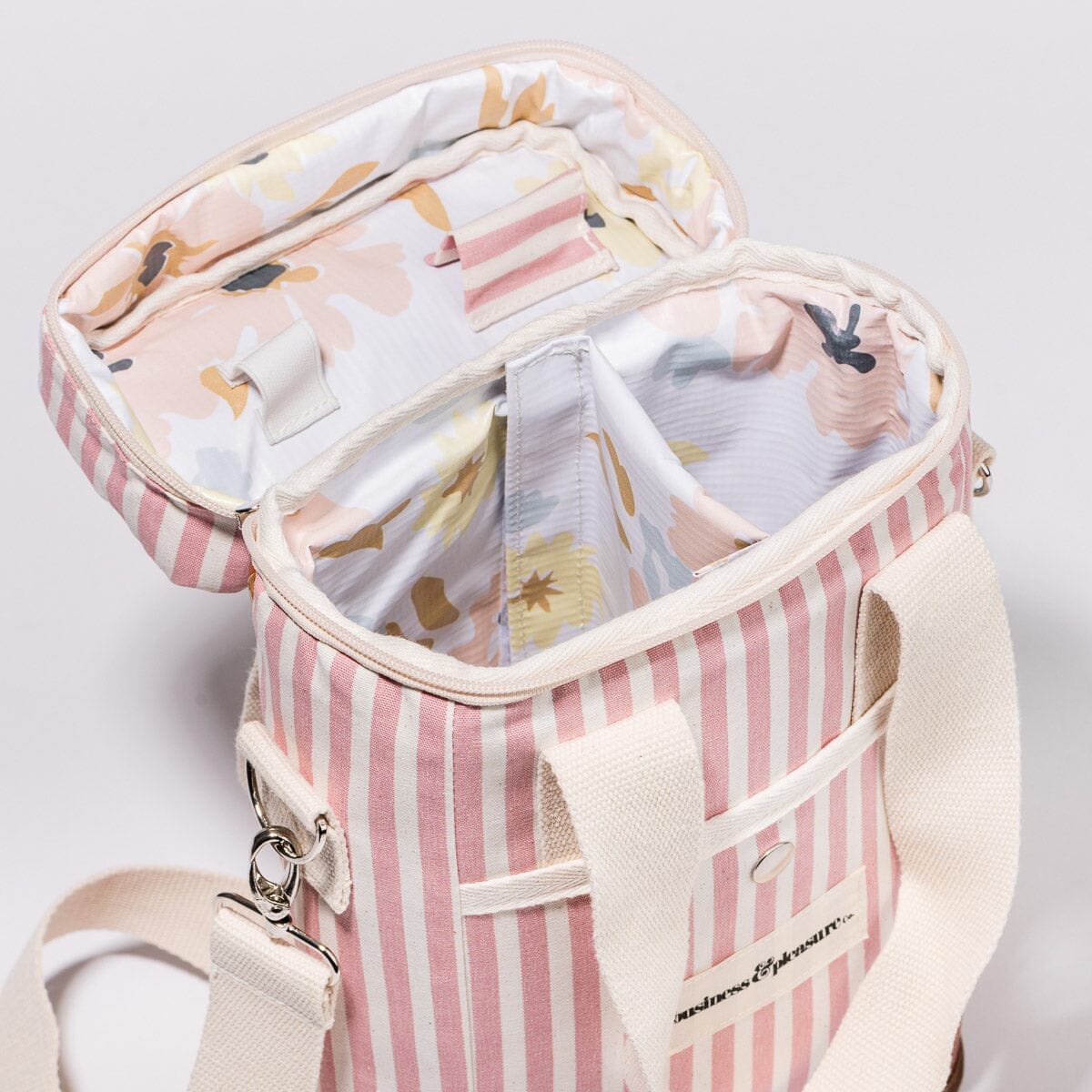 The Wine Cooler Tote Bag - Laurens Pink Stripe Wine Cooler Tote Bag Business & Pleasure Co 