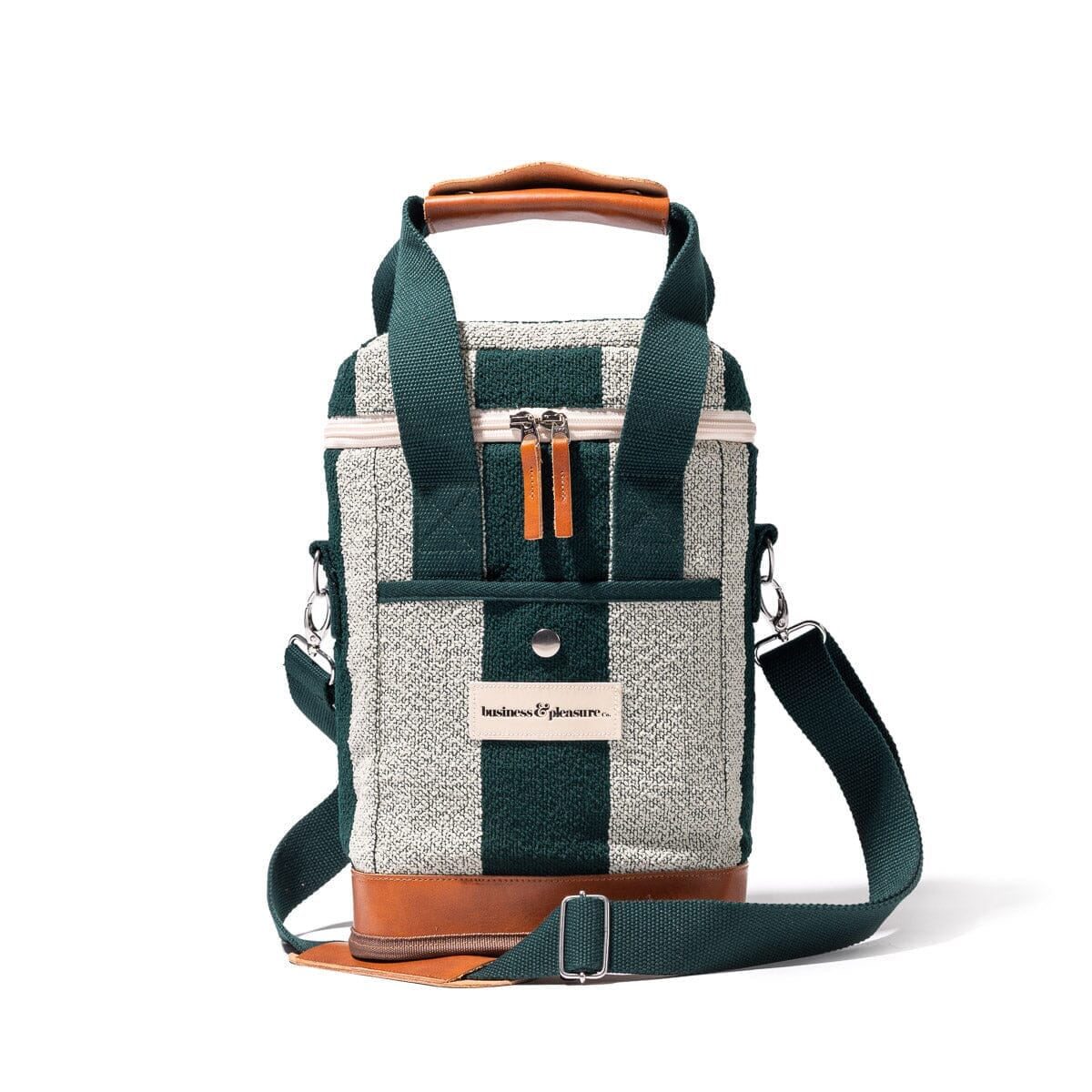 The Wine Cooler Tote Bag - Terry Green Stripe Wine Cooler Tote Bag Business & Pleasure Co. 