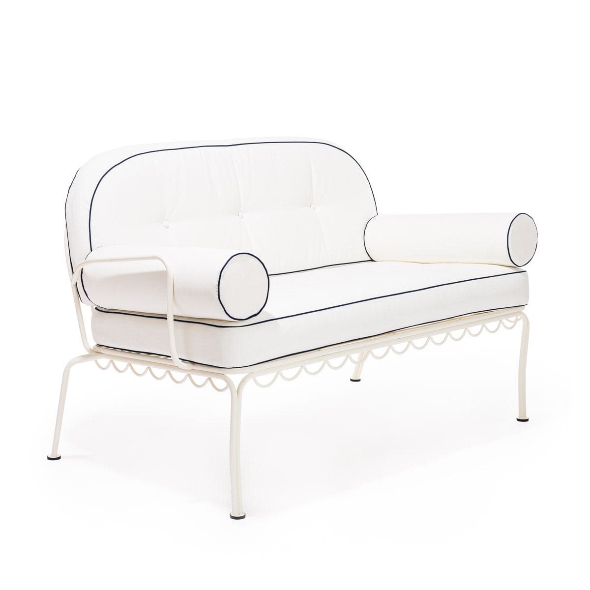 The Al Fresco Love Seat Cushion Set - Rivie White Al Fresco Love Seat Cushion Set Business & Pleasure Co 