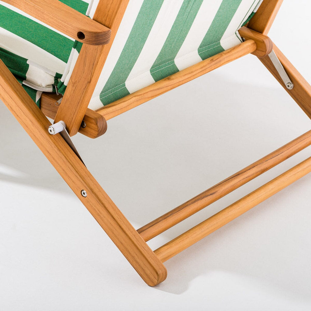 The Club Chair - Teak Natural - Crew Canyon Green Stripe Club Chair Business & Pleasure Co. 