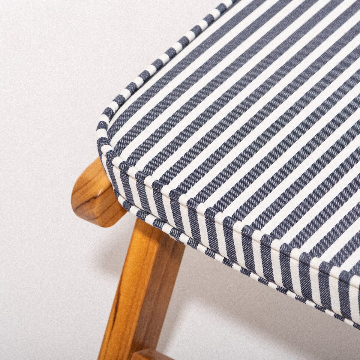 The Club Chair - Teak Natural - Lauren's Navy Stripe