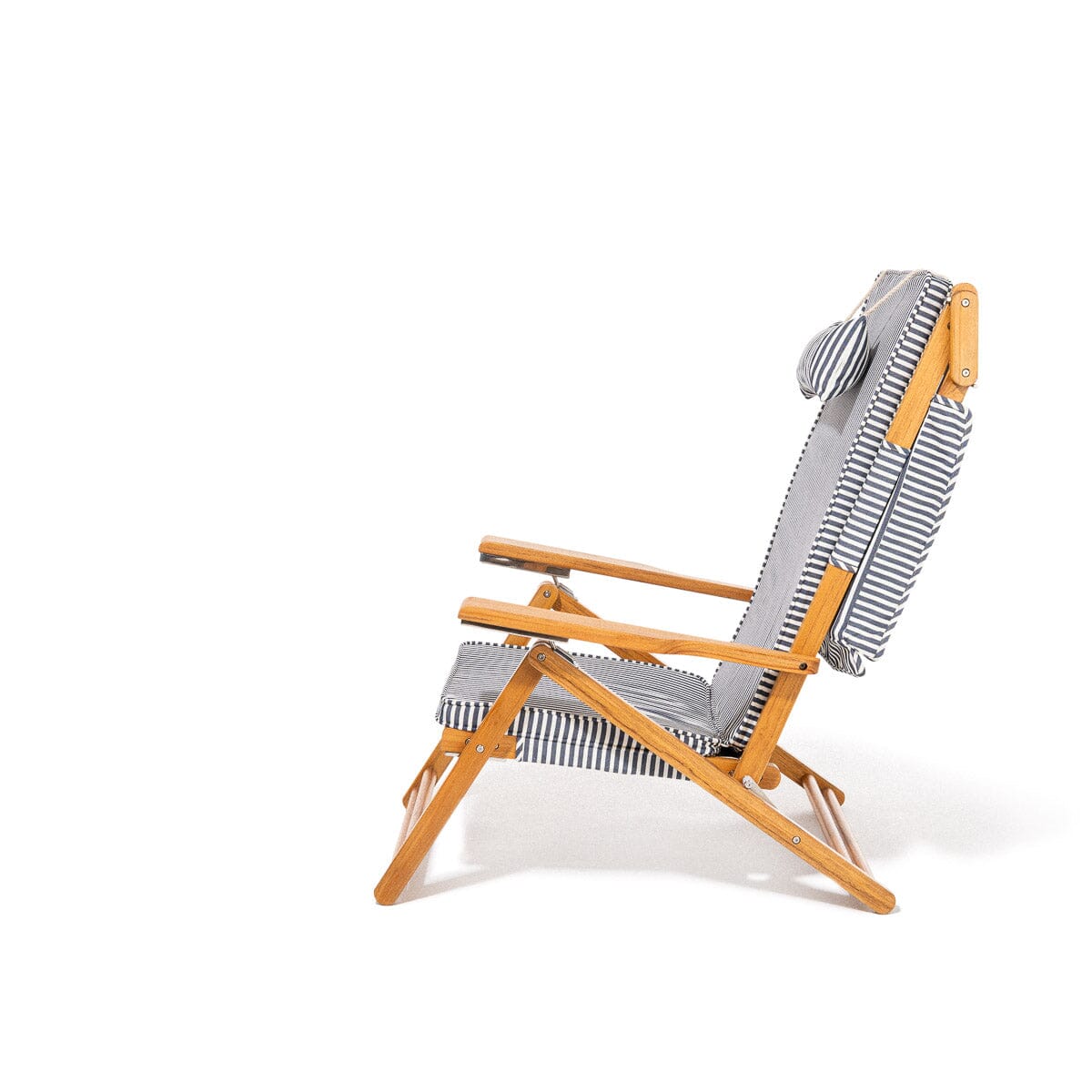 The Club Chair - Teak Natural - Lauren's Navy Stripe