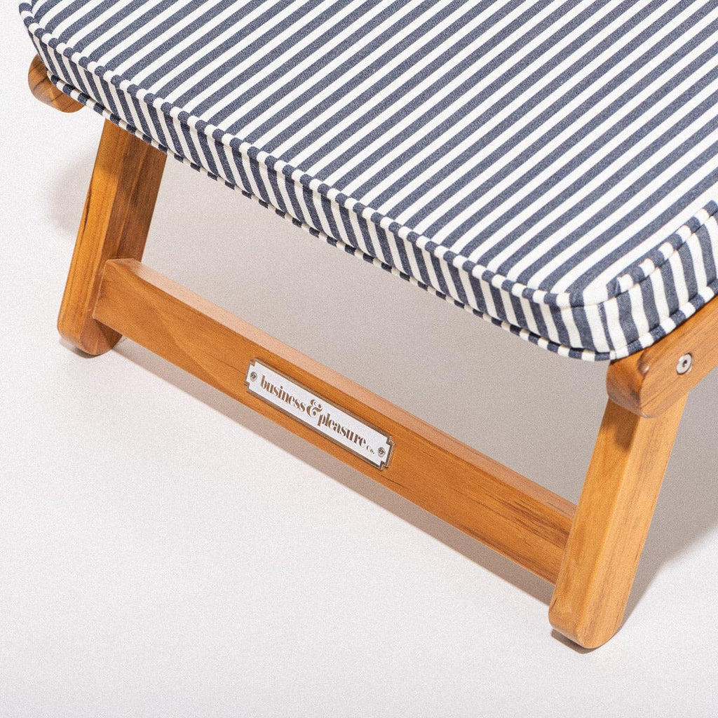 The Club Chair - Teak Natural - Lauren's Navy Stripe Club Chair Business & Pleasure Co. 