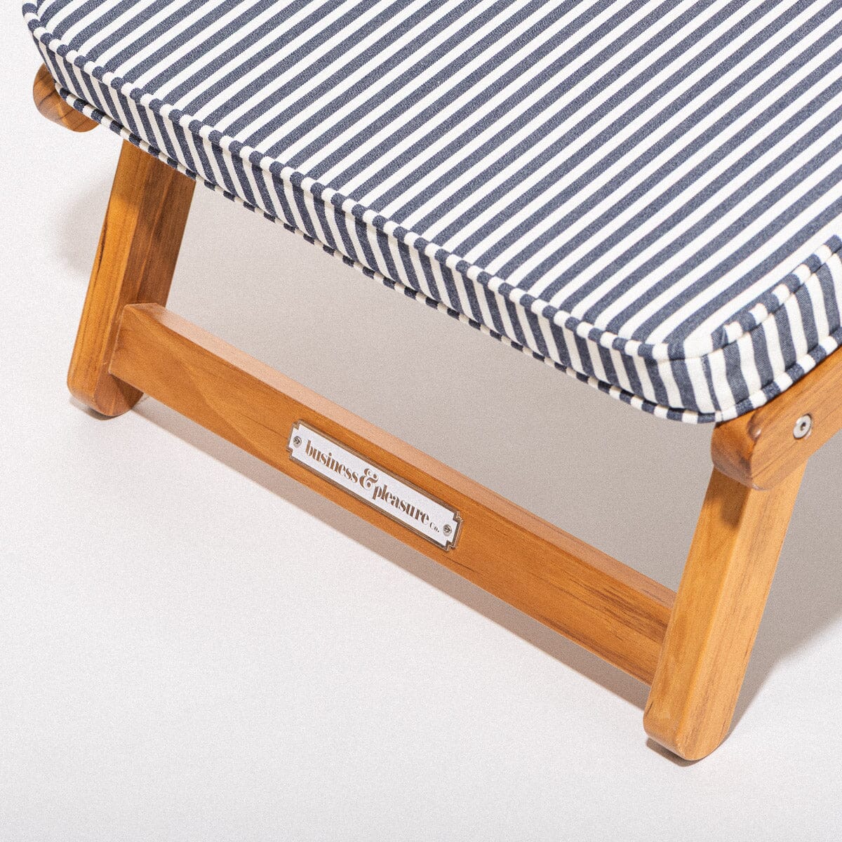 The Club Chair - Teak Natural - Lauren's Navy Stripe