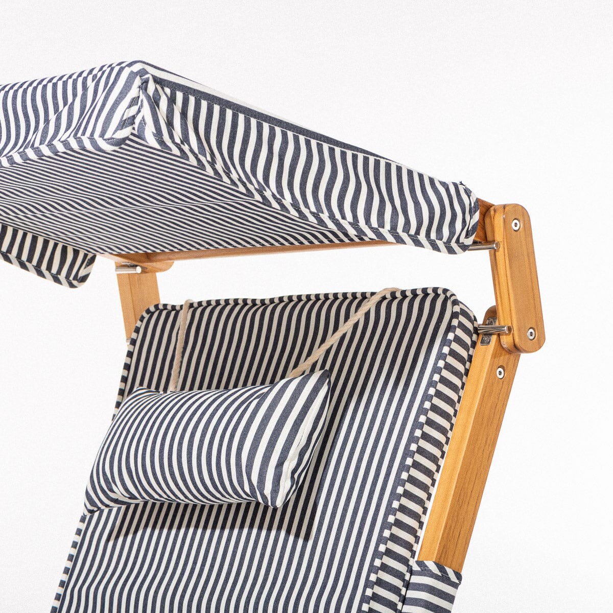 The Club Chair - Teak Natural - Lauren's Navy Stripe