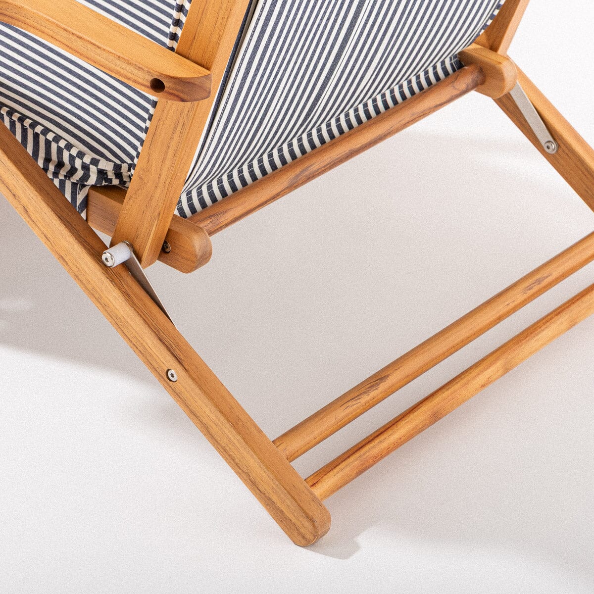 The Club Chair - Teak Natural - Lauren's Navy Stripe