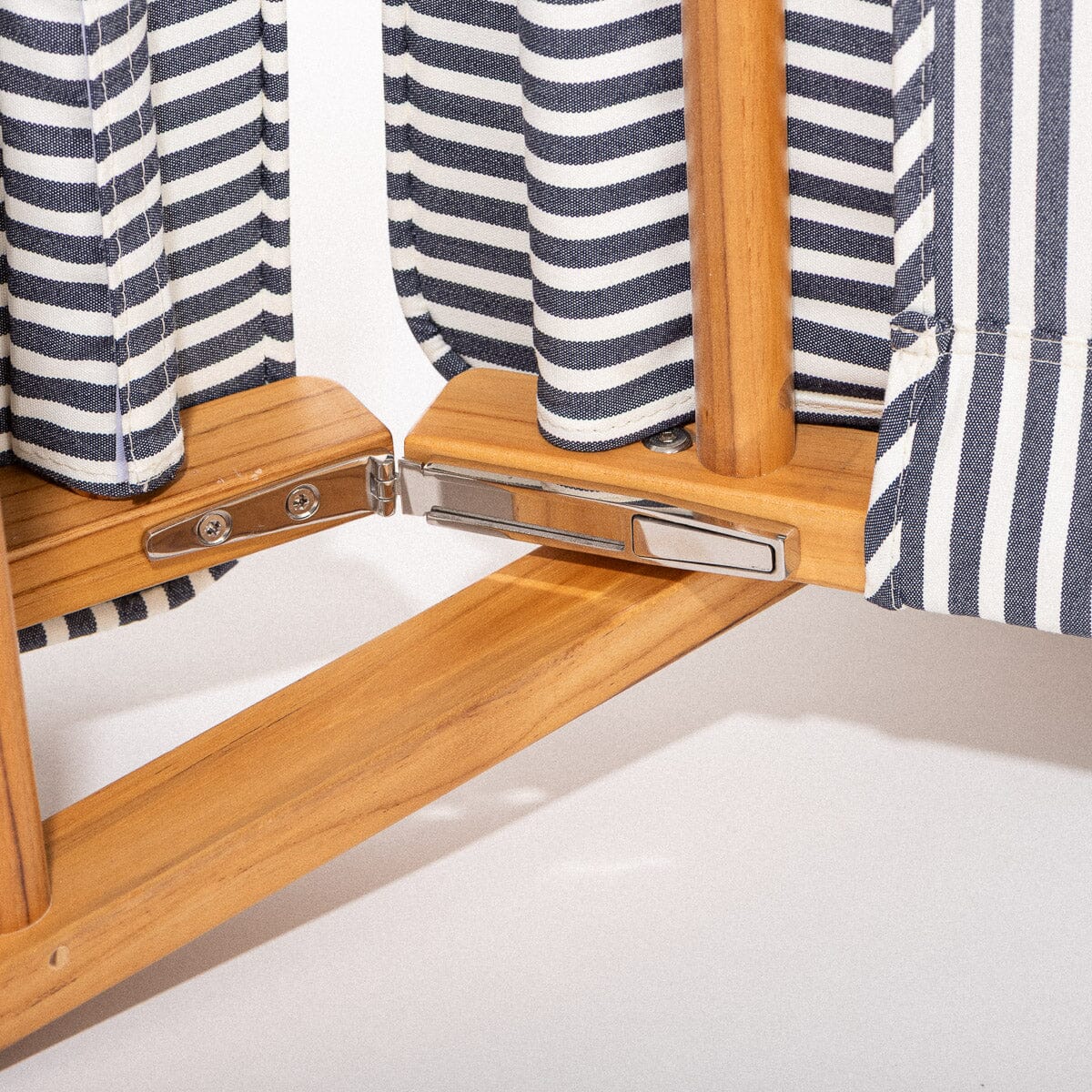 The Club Chair - Teak Natural - Lauren's Navy Stripe