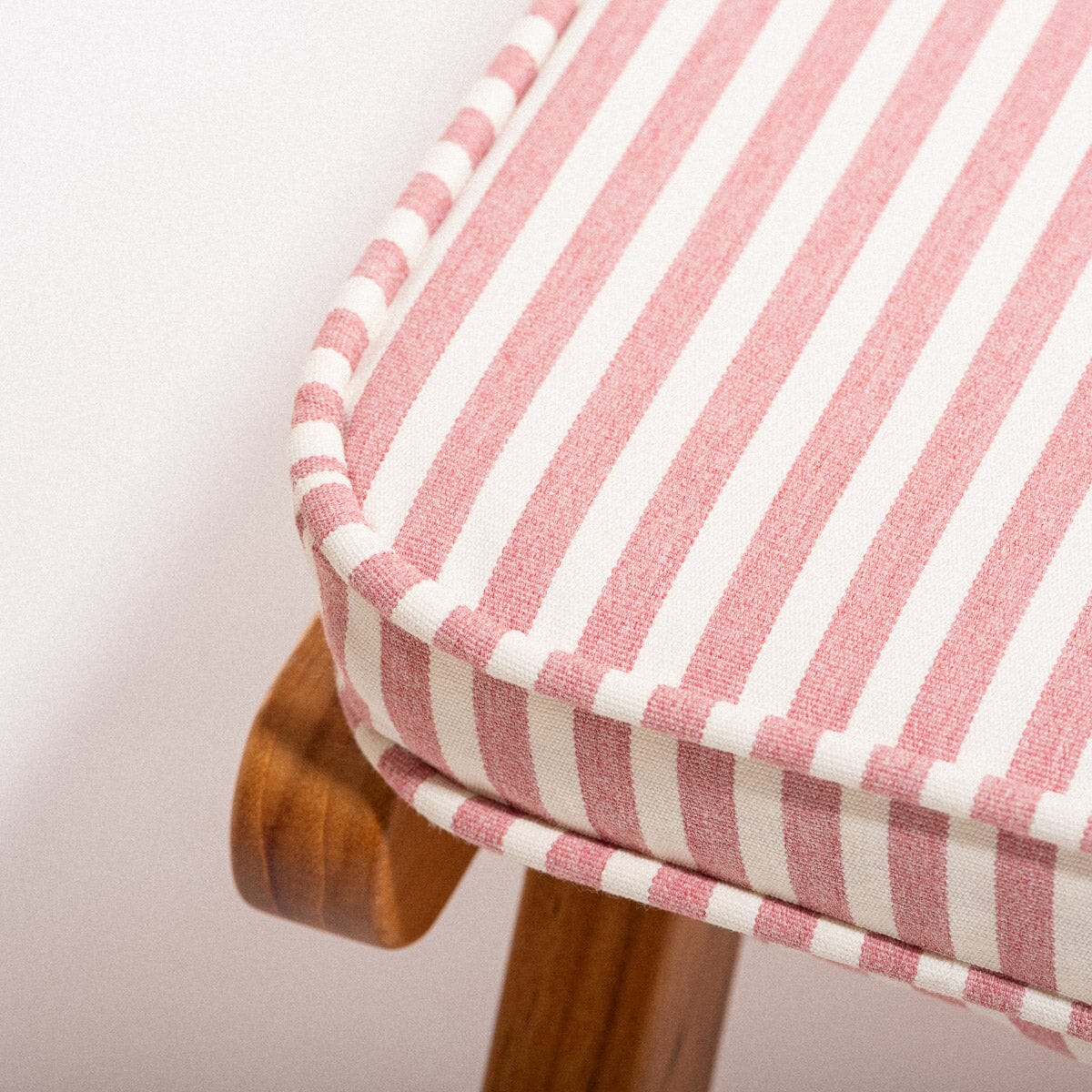 The Club Chair - Teak Natural - Lauren's Pink Stripe