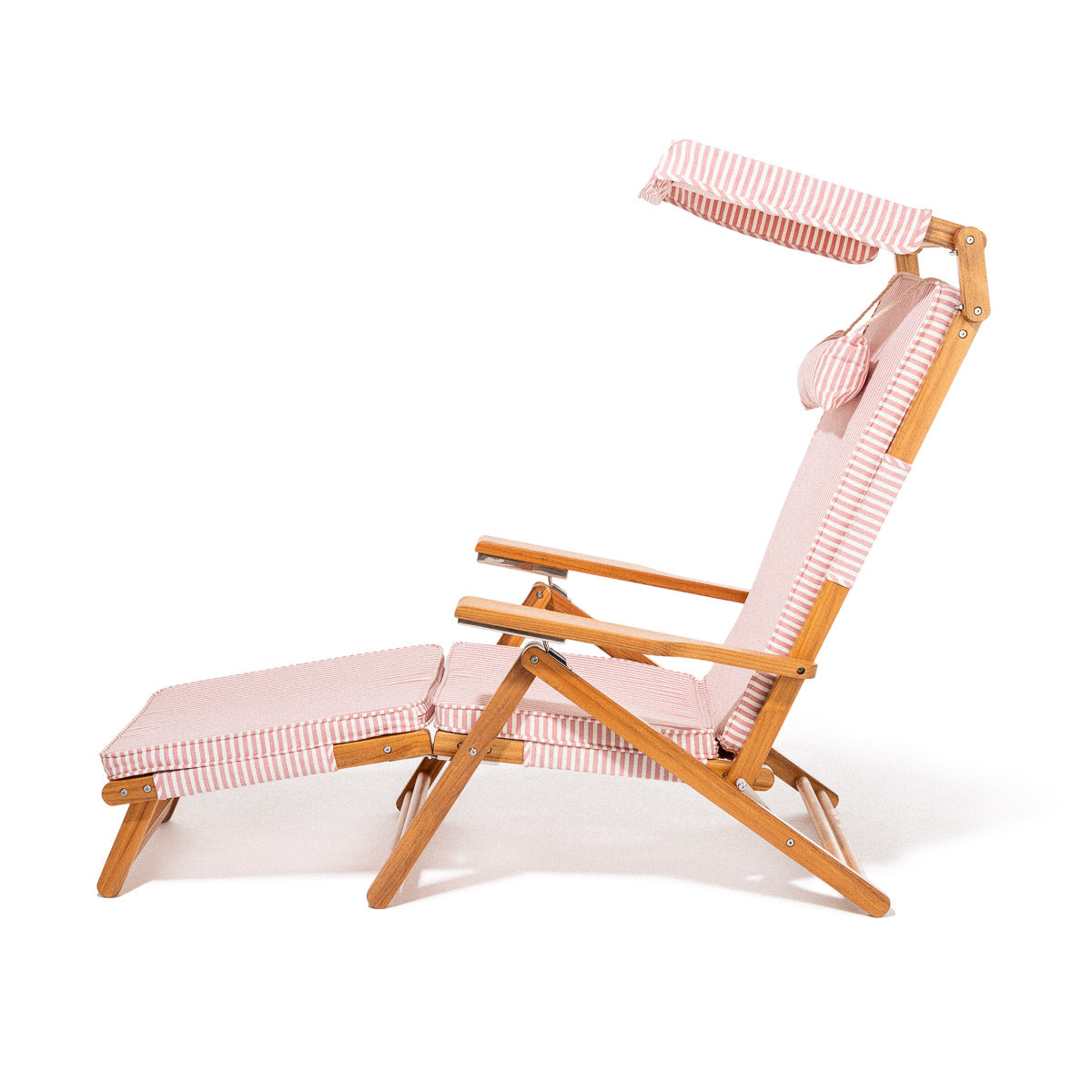 The Club Chair - Teak Natural - Lauren's Pink Stripe