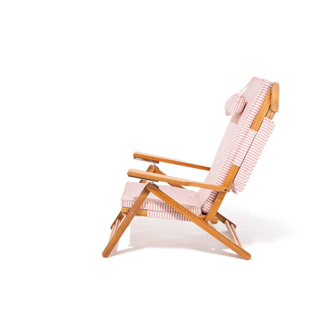 The Club Chair - Teak Natural - Lauren's Pink Stripe