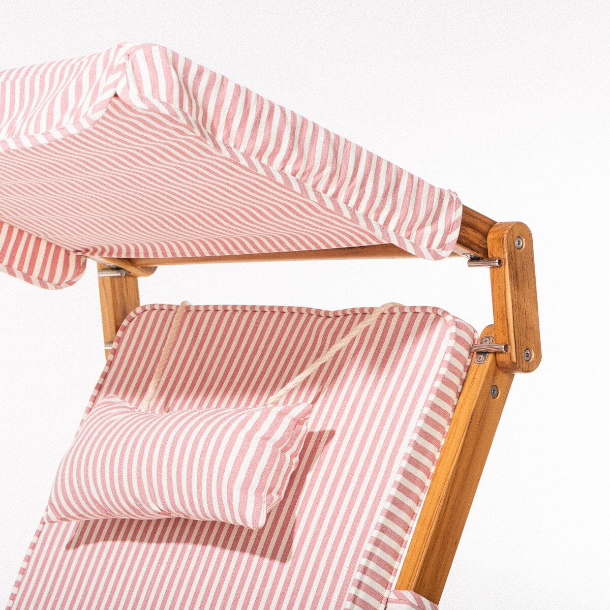 The Club Chair - Teak Natural - Lauren's Pink Stripe