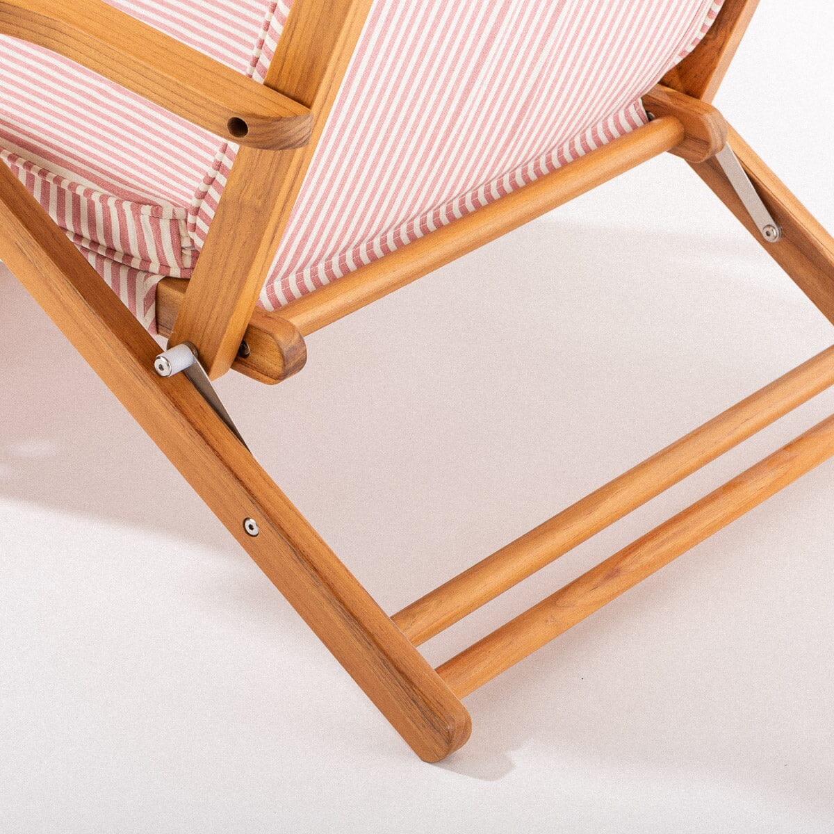The Club Chair - Teak Natural - Lauren's Pink Stripe