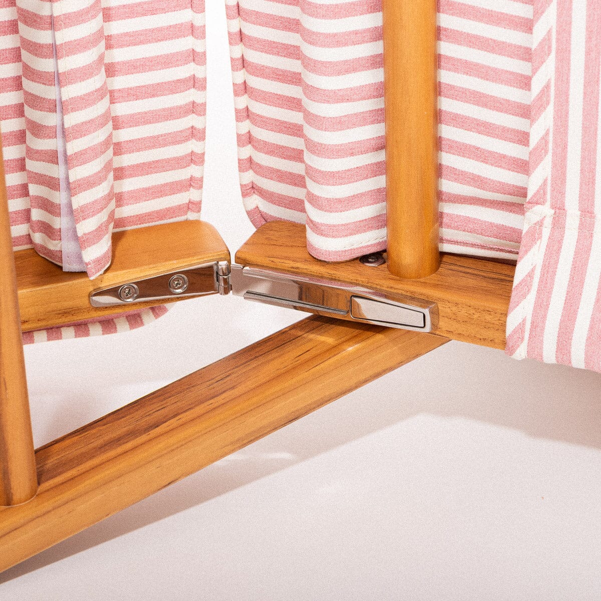 The Club Chair - Teak Natural - Lauren's Pink Stripe