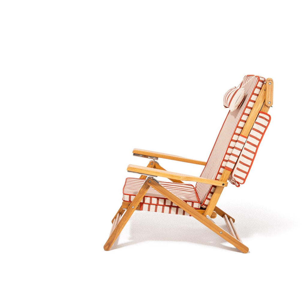 The Club Chair - Teak Natural - Monaco Le Sirenuse Stripe Club Chair Business & Pleasure Co. 