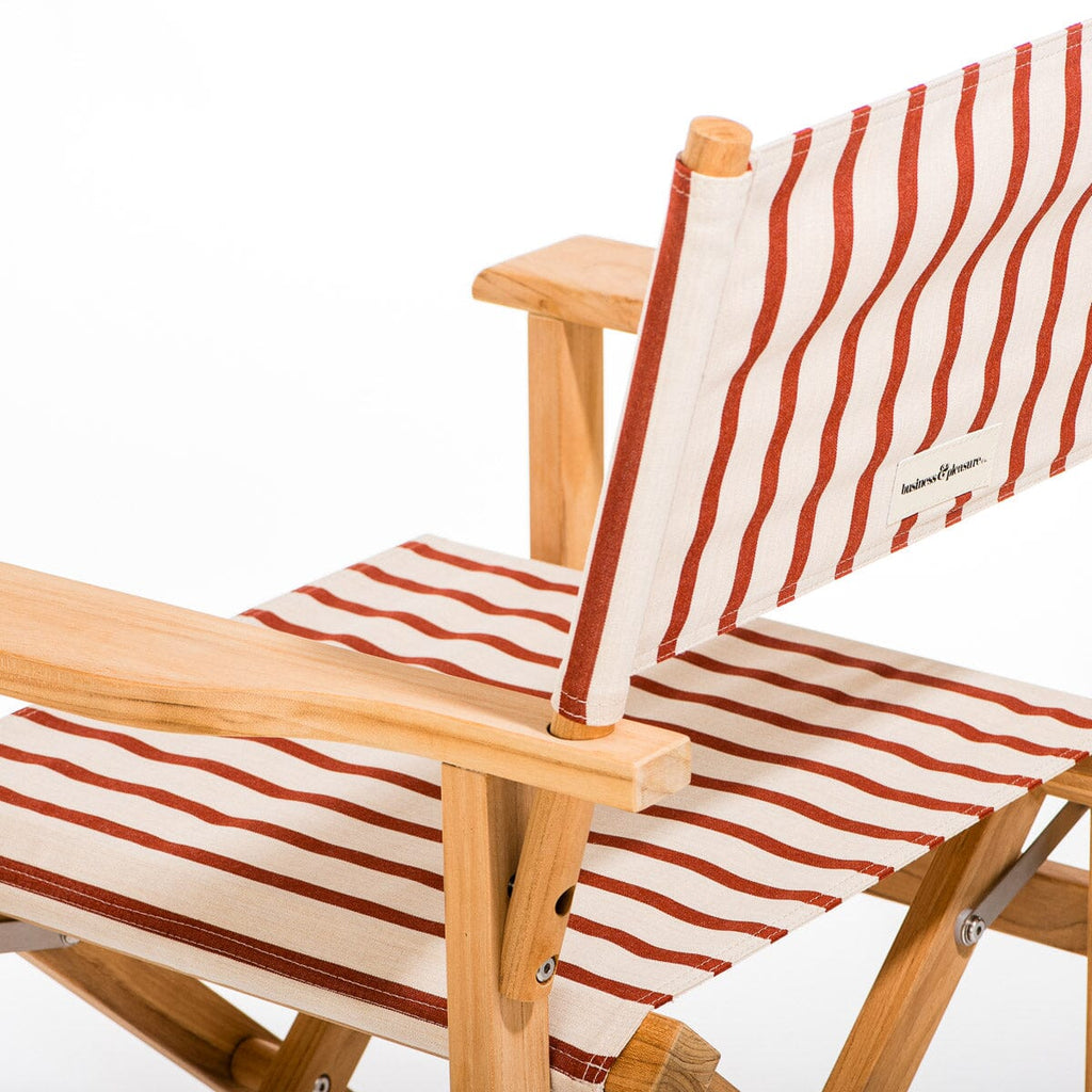 The Directors Chair - Table Height - Teak Natural - Monaco Le Sirenuse Stripe Directors Chair Business & Pleasure Co. 