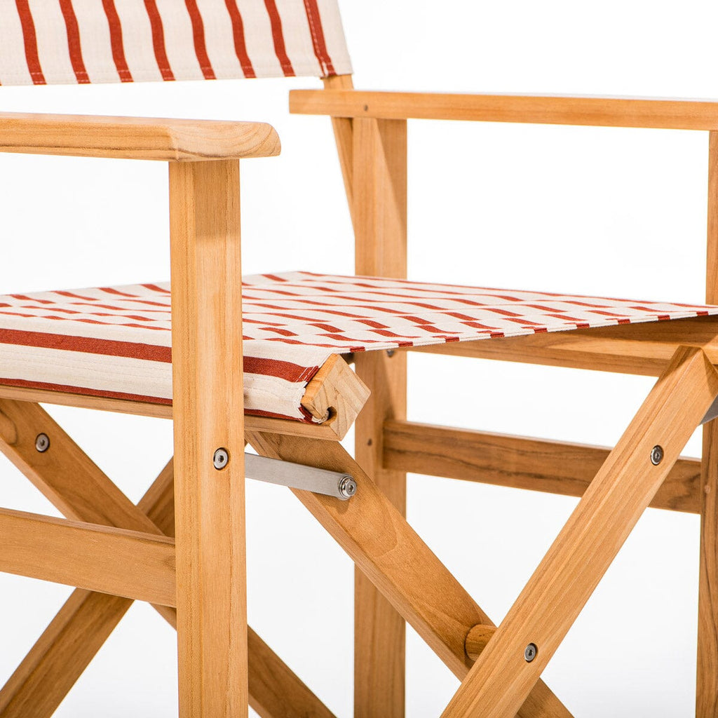 The Directors Chair - Table Height - Teak Natural - Monaco Le Sirenuse Stripe Directors Chair Business & Pleasure Co. 