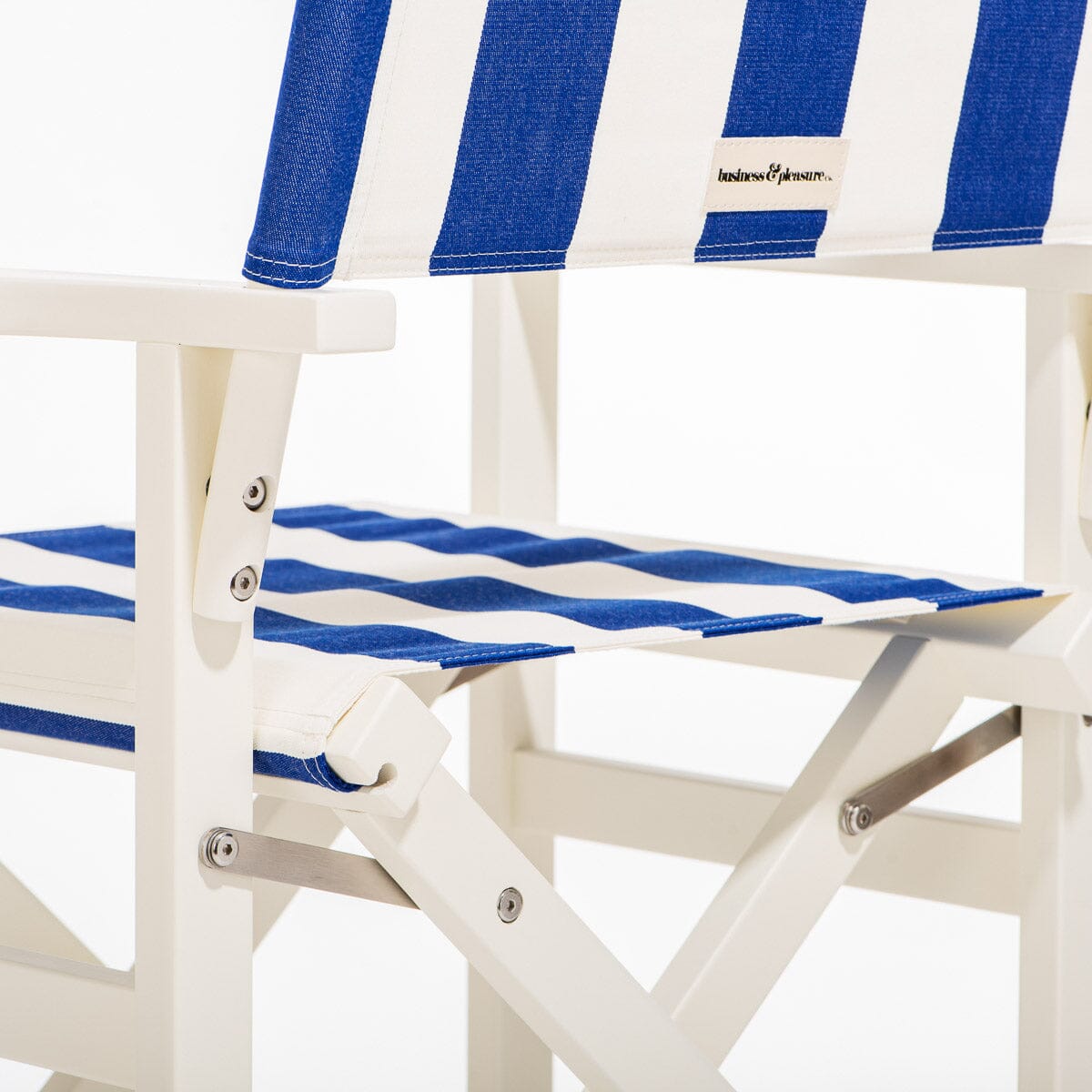 The Directors Chair - Table Height - Acacia White - Crew Mediterranean Blue Stripe Directors Chair Business & Pleasure Co. 